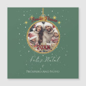 Elegant Feliz Natal e Próspero Ano Portugiesisch Magnetkarte (Vorderseite)
