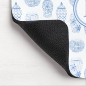 Elegant Female Blue And White Ginger Jar Monogram Mousepad (Ecke)