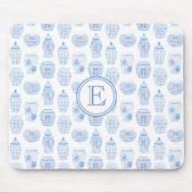 Elegant Female Blue And White Ginger Jar Monogram