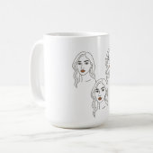 Elegant Female Line Art Portrait – Minimalist Face Kaffeetasse (Vorderseite Links)