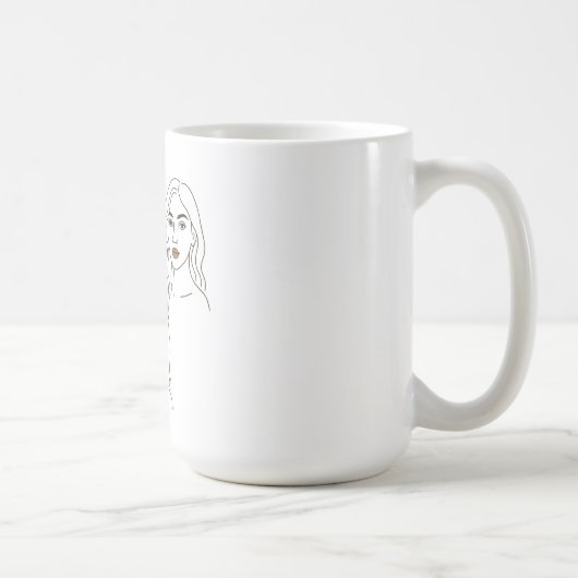 Elegant Female Line Art Portrait – Minimalist Face Kaffeetasse (Rechts)