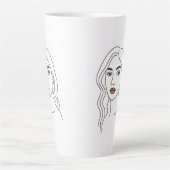 Elegant Female Line Art Portrait – Minimalist Face Milchtasse (Vorderseite)