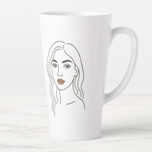 Elegant Female Line Art Portrait – Minimalist Face Milchtasse (Rechts)