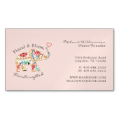 Elegant Feminie Floral Decorative Verziert Elefant Magnetische Visitenkarte (Vorderseite)