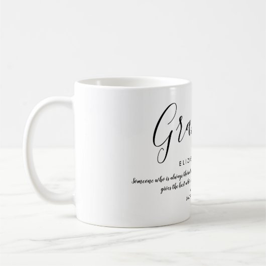 Elegant Feminie Script Grandma Quote Kaffeetasse (Links)