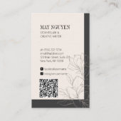 Elegant Feminine Floral Dard Gray Minimal Visitenkarte (Rückseite)