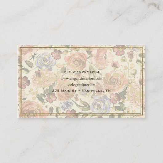 Elegant Feminine Floral Visitenkarte (Rückseite)