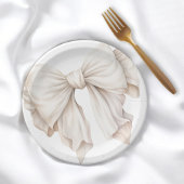 Elegant Feminine Ivory White Bow Pappteller
