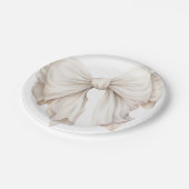 Elegant Feminine Ivory White Bow Pappteller (Schrägansicht)