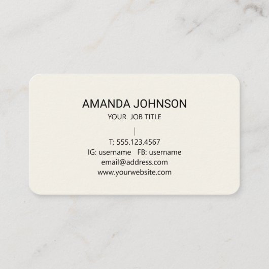 Elegant Feminine Monogram Initial Script Ivory  Visitenkarte (Rückseite)