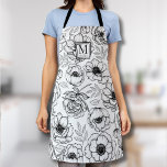 Elegant Feminine Monogram Schürze<br><div class="desc">Mit dieser schicken Schürze, die oben einen personalisierten Monogramm-Akzent aufweist, fügen Sie Ihrer Küche oder Ihrem Arbeitsbereich eine Touch der Eleganz hinzu. Das alles umgebaute botanische Blumenmuster bringt ein Gefühl von Natur und Frühling in Ihre tägliche Arbeit und macht es zum perfekten Ort für das Kochen und das Blumengestalten. Das...</div>