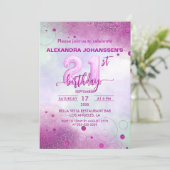 Elegant Feminine Pink Foil Balloons 21. Geburtstag Einladung (Stehend Vorderseite)