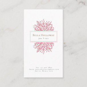 Elegant Feminine Red Leaf Design Visitenkarte
