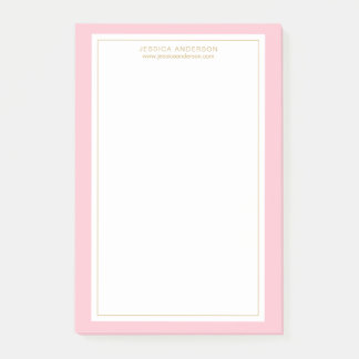 Elegant Feminine Rosa/Weiß/Gold Personalisiert Post-it Klebezettel