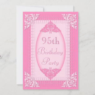Elegant, femininer rosa 95. Geburtstag Einladung