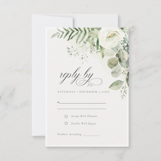 Elegant Fern Eukalyptus Greenerenerage Foliage Wed RSVP Karte (Vorderseite)