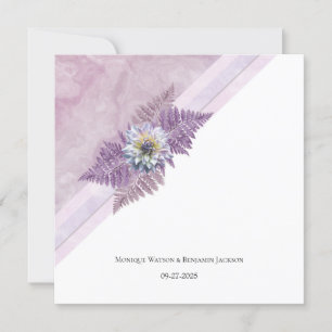 Elegant Fern Floral Marble Wedding Einladung