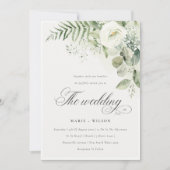 Elegant Fern Greenery White Floral Wedding Einladu Dankeskarte (Vorderseite)