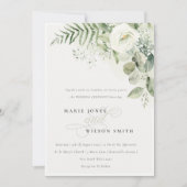 Elegant Fern Greenery White Floral Wedding Einladu Dankeskarte (Vorderseite)