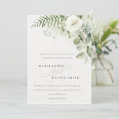Elegant Fern Greenery White Floral Wedding Einladu Dankeskarte (Stehend Vorderseite)