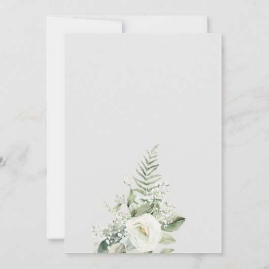 Elegant Fern Greenery White Floral Wedding Einladu Dankeskarte (Rückseite)