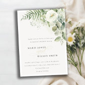 Elegant Fern Greenery White Floral Wedding Einladu Dankeskarte