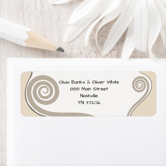 Elegant Fern Leaf Curl Swirl Wedding Address (Insitu)