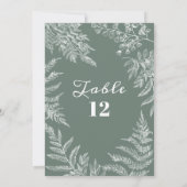Elegant Fern Leaf Sage Green Wedding Tischnummern (Rückseite)