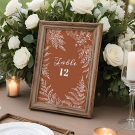 Elegant Fern Leaf Terracotta Wedding Tischnummern