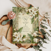 Elegant Fern und Elfenbeinblütenhochzeit Einladung