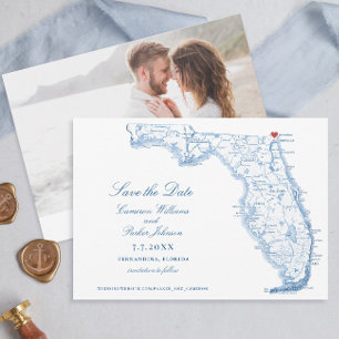 Elegant Fernandina Florida Wedding Navy Karte