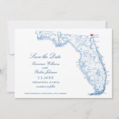 Elegant Fernandina Florida Wedding Navy Karte (Vorderseite)