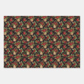 Elegant Festival Rot & Grün Weihnachten Botanisch Geschenkpapier Set (Vorderseite 2)