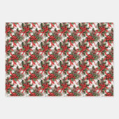 Elegant Festival Rot & Grün Weihnachten Botanisch Geschenkpapier Set (Vorderseite)