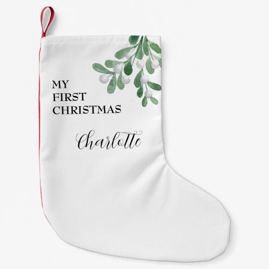 Elegant Festive Baby's First Christmas Kleiner Weihnachtsstrumpf (Vorderseite)