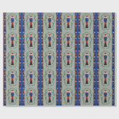 Elegant Festive Blue Merry Christmas Nutcracker Geschenkpapier (Flach)