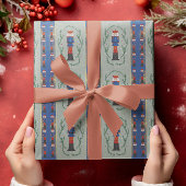 Elegant Festive Blue Merry Christmas Nutcracker Geschenkpapier