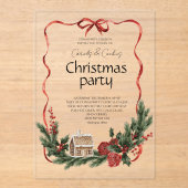 Elegant Festive Christmas Party Acryleinladungen (Vorderseite)