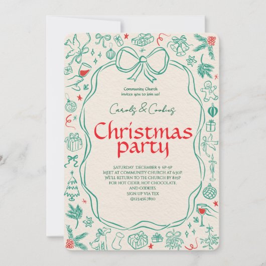 Elegant Festive Christmas Party Invitation Einladung (Vorderseite)