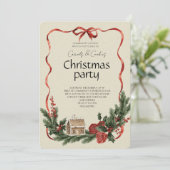 Elegant Festive Christmas Party Invitation Einladung (Stehend Vorderseite)