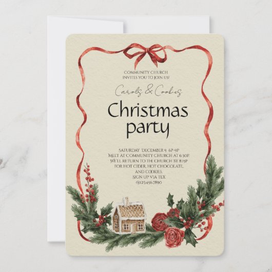 Elegant Festive Christmas Party Invitation Einladung (Vorderseite)