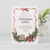 Elegant Festive Christmas Party Invitation Einladung (Stehend Vorderseite)