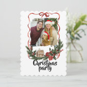 Elegant Festive Christmas Party Invitation Einladung (Stehend Vorderseite)