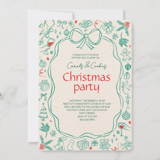Elegant Festive Christmas Party Invitation Einladung (Vorderseite)