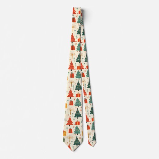 Elegant Festive Christmas Tree and Gifts Pattern Krawatte (Vorderseite)