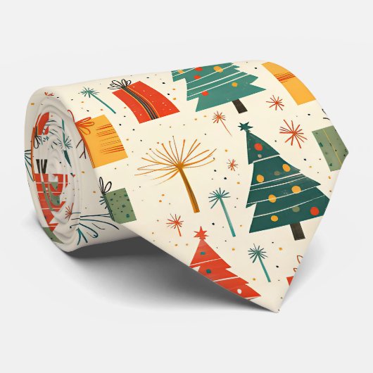 Elegant Festive Christmas Tree and Gifts Pattern Krawatte (Gerollt)