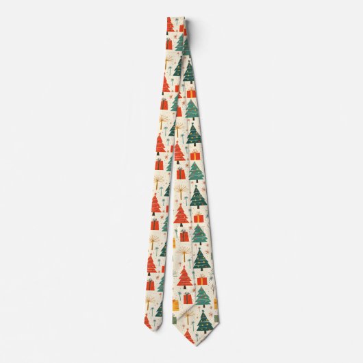 Elegant Festive Christmas Tree and Gifts Pattern Krawatte (Rückseite)