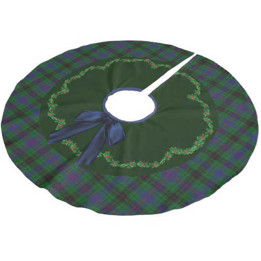 Elegant Festive Davidson Tartan Kariert Tree Skirt Polyester Weihnachtsbaumdecke (Schrägansicht)