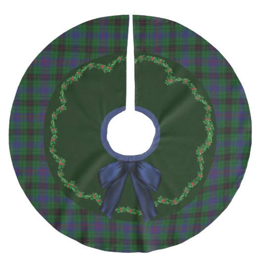 Elegant Festive Davidson Tartan Kariert Tree Skirt Polyester Weihnachtsbaumdecke (Vorderseite)