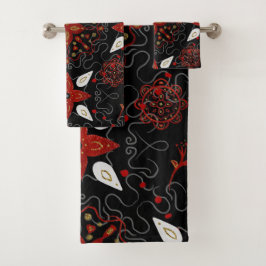 Elegant, festive feel symmetrical floral pattern badhandtuch set